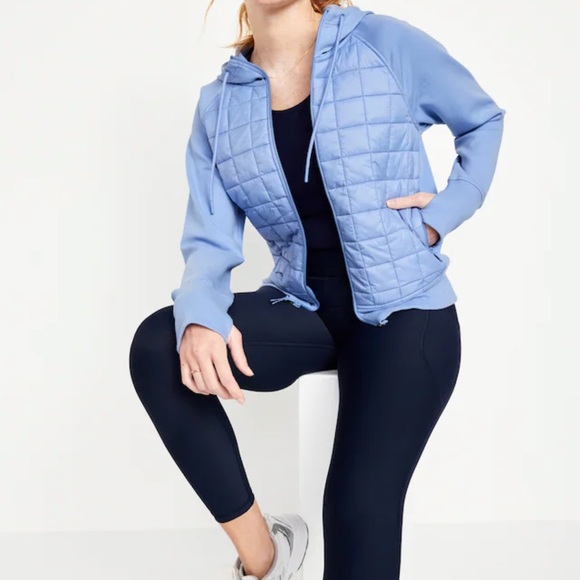 NWT OLD NAVY Dynamic Fleece Hybrid Hoodie Color: Blue Overall  SIZE SMALL - Picture 3 of 5